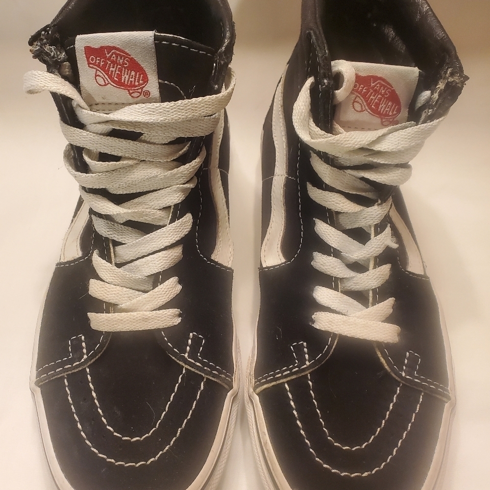 VANS Sk8-Hi Black With White Stripe Canvas High Top Sneakers Mns Sz 5 Wms Sz 6.5 - Picture 6 of 9